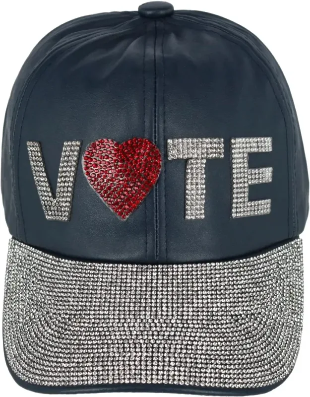 Bedazzled Faux Leather Baseball Cap