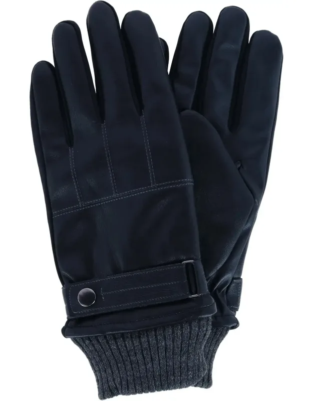 Stretch Nappa Winter Gloves With Knit Cuff