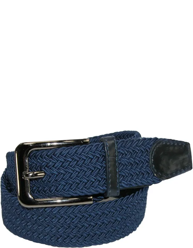 Big & Tall Elastic Braided Stretch Belt With Silver Buckle