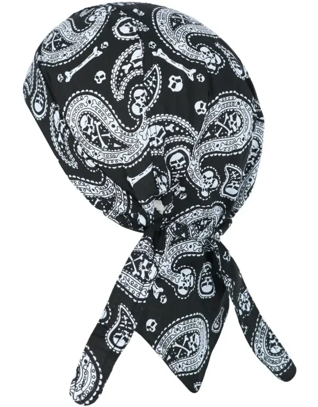 Skull Paisley Do Rag Biker Cap