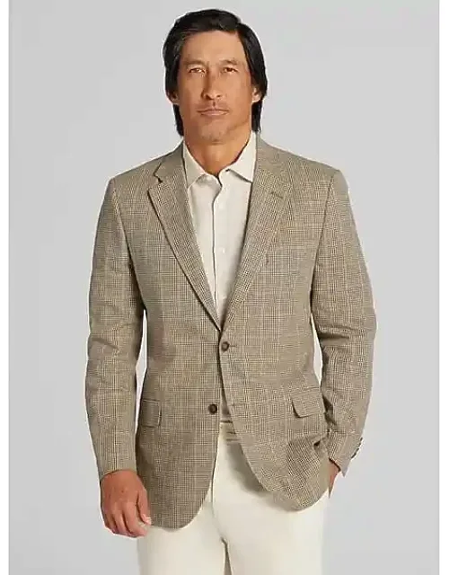 Modern Fit Plaid Linen Blend Sport Coat