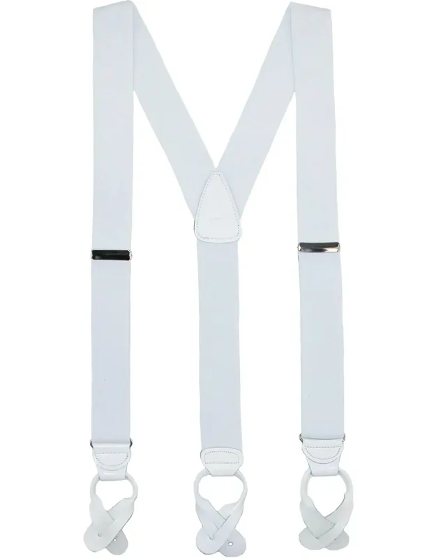 "big & Tall Elastic Button End Dress Suspenders With Silver Hardware - Classy Look & Perfect For Dressing Up Any Outfit"