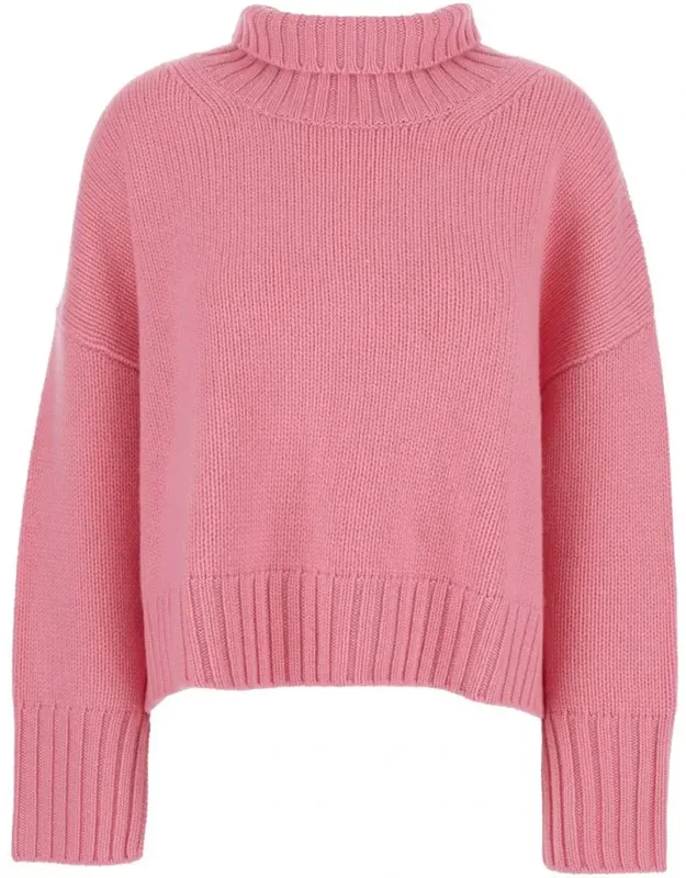 Turtleneck Sweater With Ribbed Trims In Cashmere