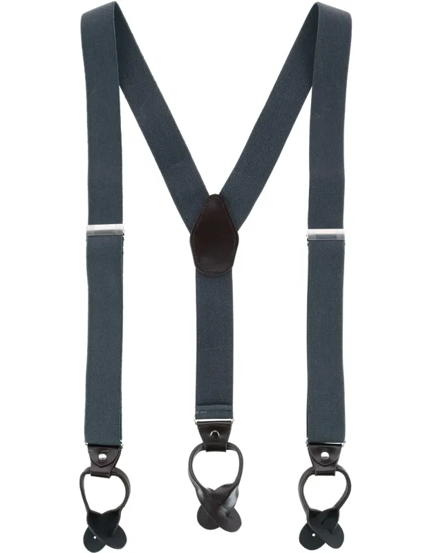 1.375 Inch Wide Solid Color Y-back Button-end Suspenders