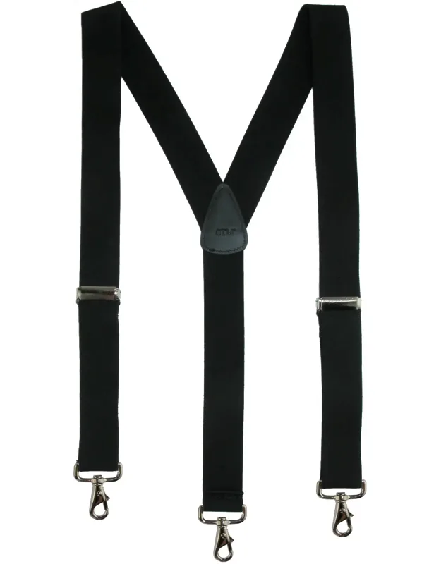 Elastic Solid Color Suspenders With Metal Swivel Hook Clip Ends