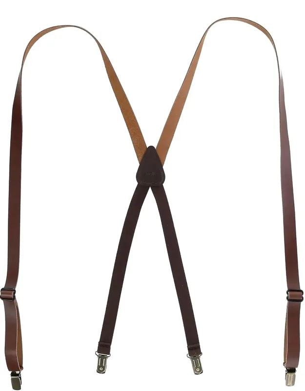 Coated Leather Clip-end Suspenders