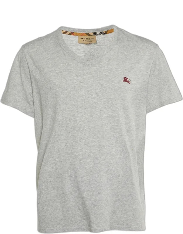 Burberry V-neck T-shirt With Versatile Piece And Fine Fabric