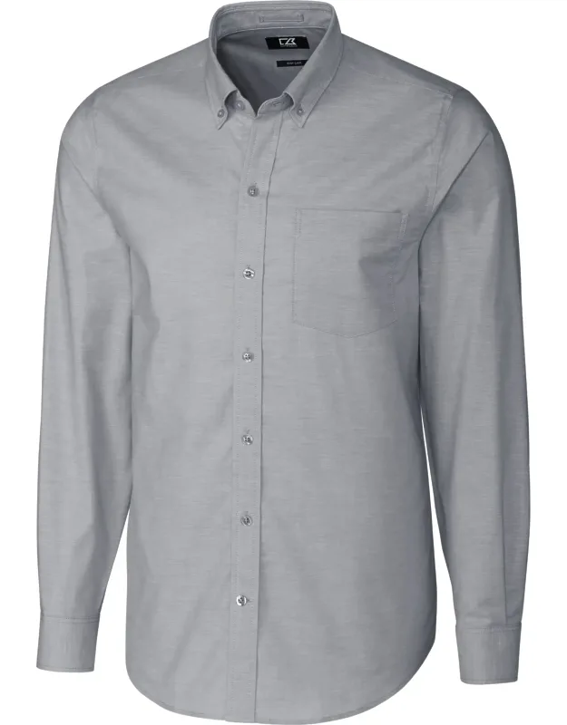 Cutter & Buck Stretch Oxford Long Sleeve Dress Shirt - Easy Care Stretch Fabric, Wrinkle Resistant Finish