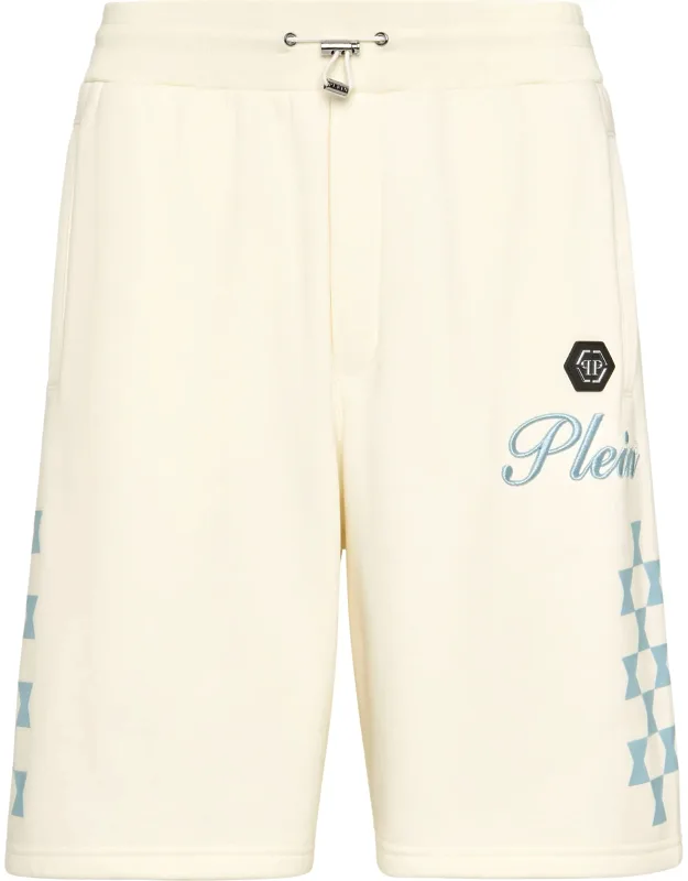 Jogging Shorts With Ribbed Waistband And Slit Pockets