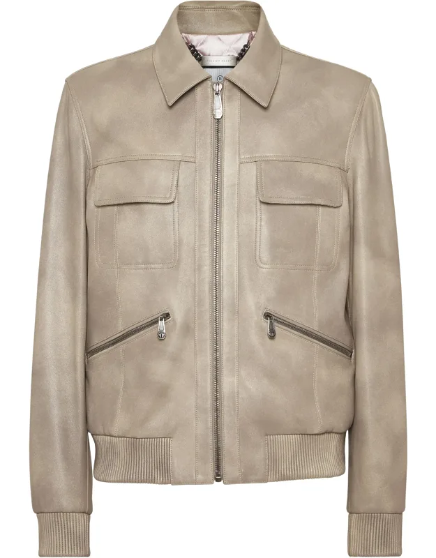 Leather Coster Bomber Jacket