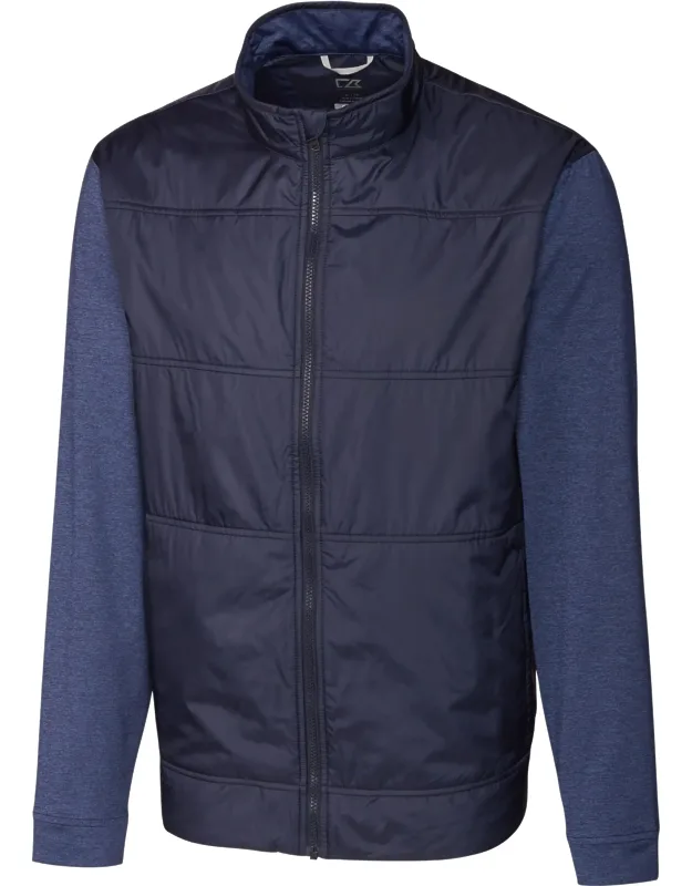 Cutter & Buck Stealth Hybrid Quilted Full Zip Windbreaker Jacket - Lightweight Warmth, Breathable Fabric