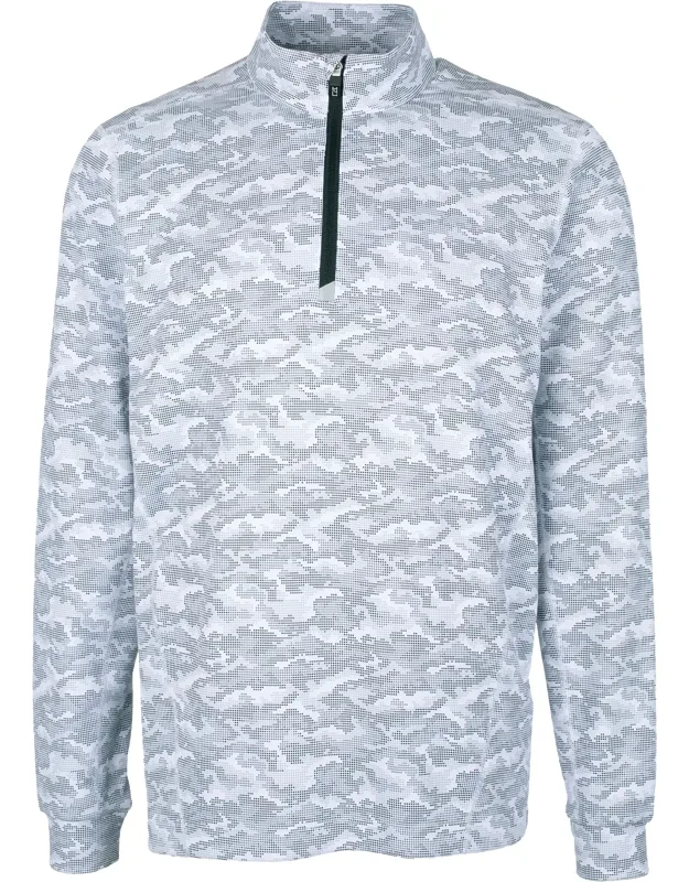 Cutter & Buck Traverse Camo Print Stretch Quarter Zip Pullover Jacket With Upf 50+ Uv Sun Protection And Moisture-wicking