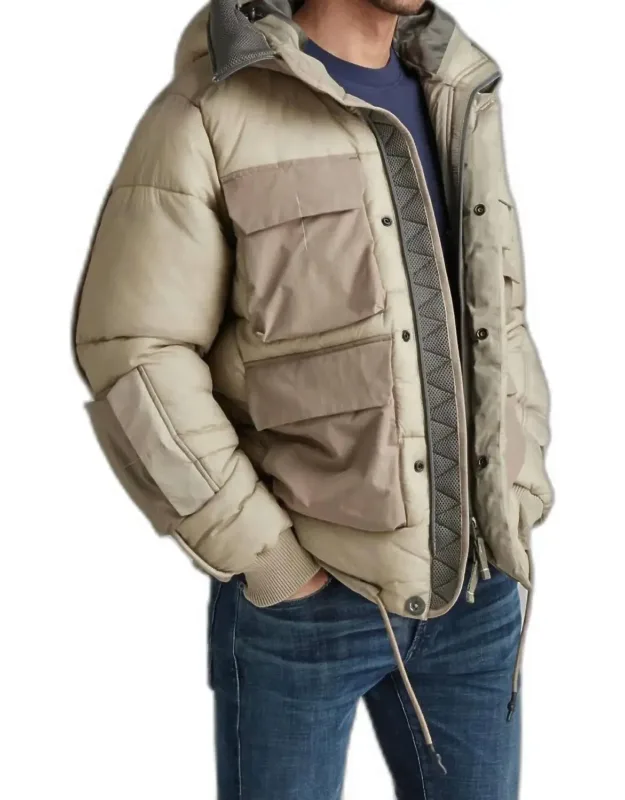 Hooded Puffer Jacket In Toggee With Ribbed Cuffs And Flap Pockets