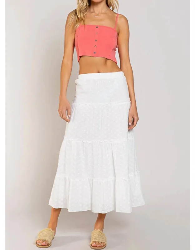 Eyelet Tiered Maxi Skirt