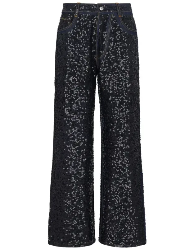 Sequin Straight Jeans