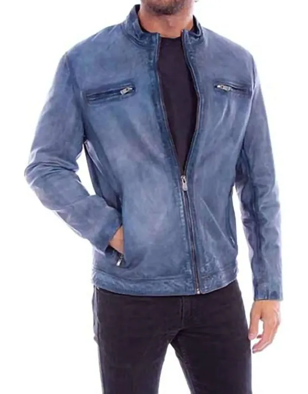 Slim-fit Denim Soft Leather Jacket