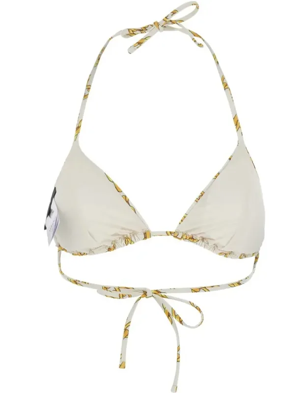 Bikini Top With All-over Chain Print In Tech Fabric Stretch