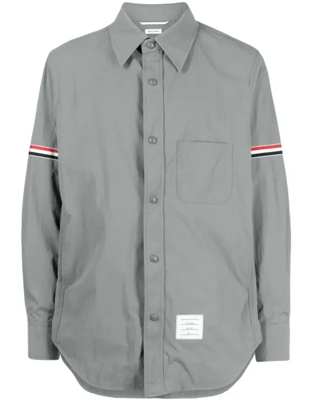 Jacket Cotton Shirt, Stripe Logo Patch