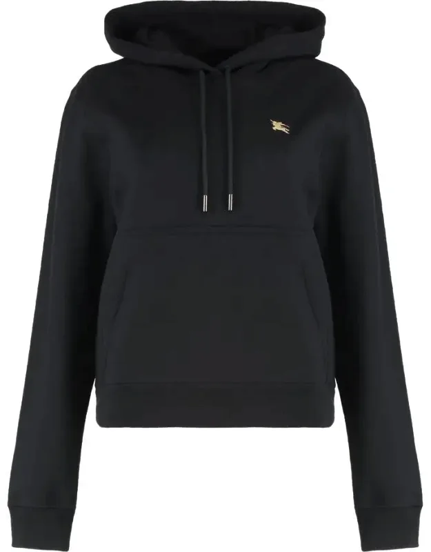 Burberry Cotton Hoodie Ribbed Edges