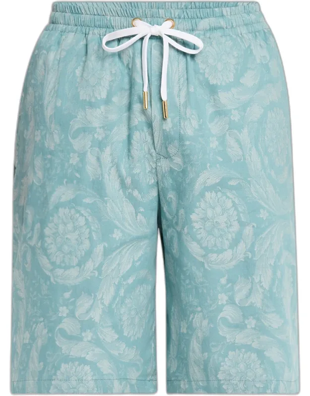 Barocco Denim Drawstring Shorts