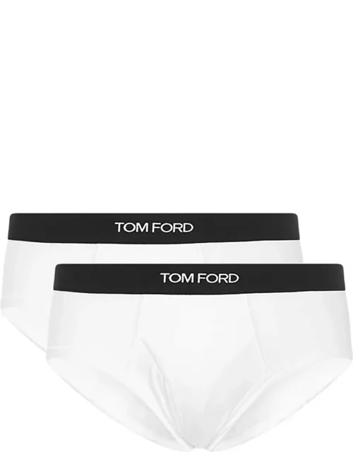 Logo-waistband Cotton Briefs Two Pack