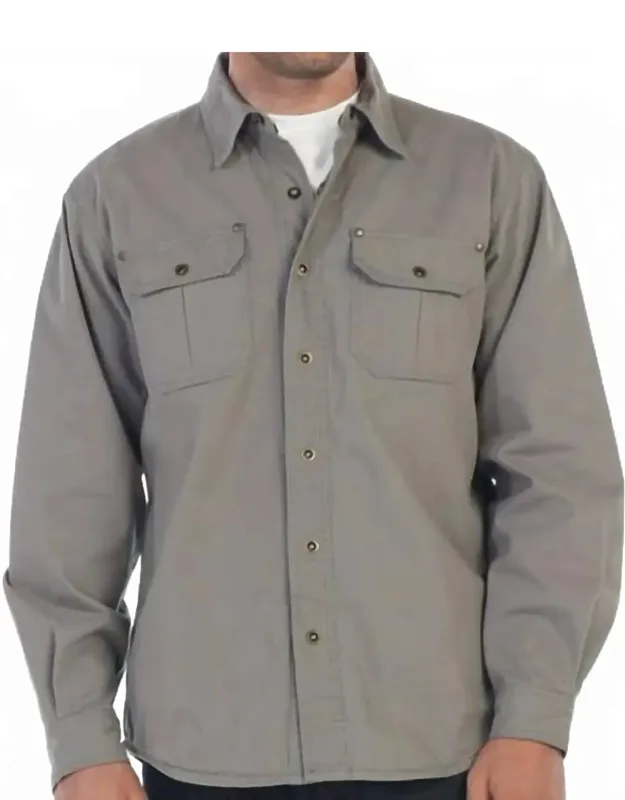 Twill Shirt Jacket With Flannel Lining
