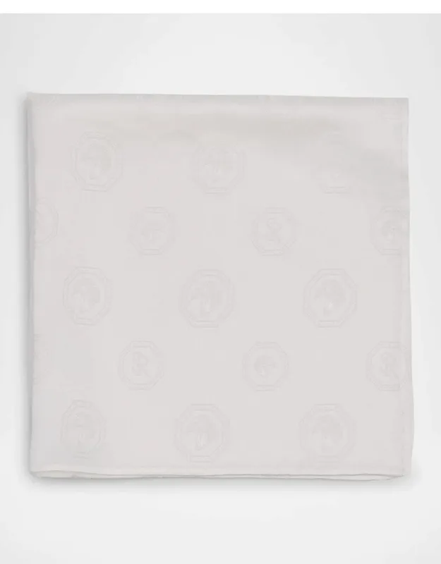 Tonal Jacquard Logo Silk Pocket Square