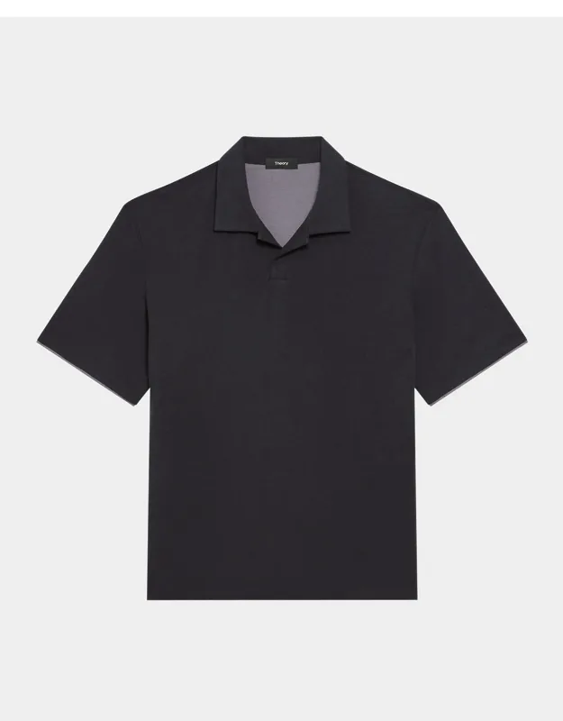 Double-layer Jersey Johnny Collar Polo Shirt