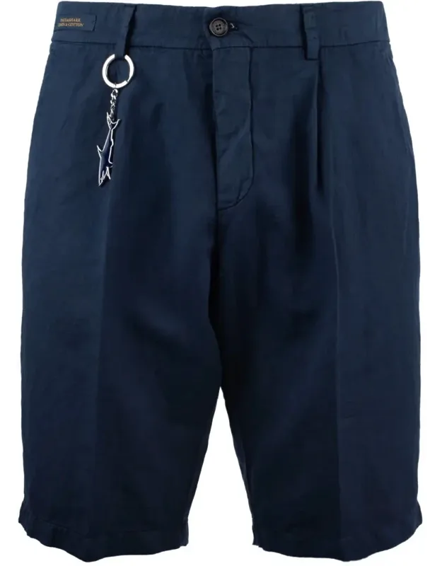 Linen And Cotton Bermuda Shorts With Darts