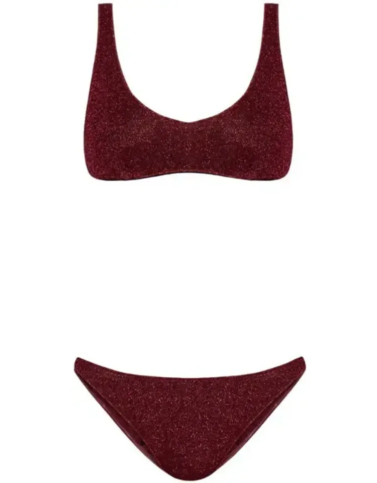 Two-piece Swimsuit With Three-dimensional Fabric And Delicate Sheen