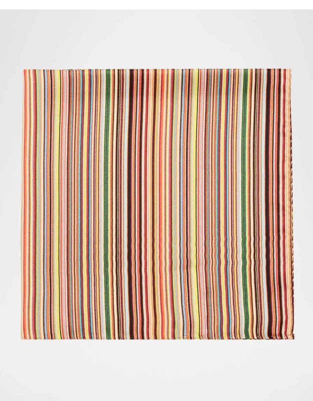 Silk Signature Stripe Pocket Square