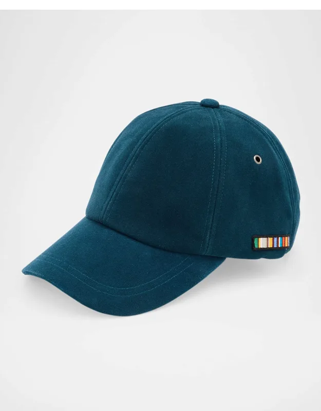 Suede Signature Stripe Applique Baseball Cap