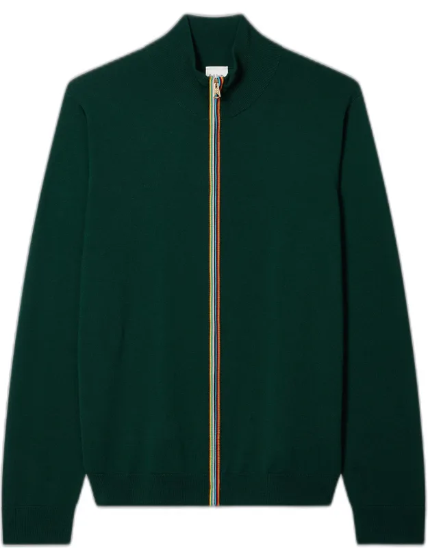 Washable Merino Wool 'signature Stripe' Zip Cardigan