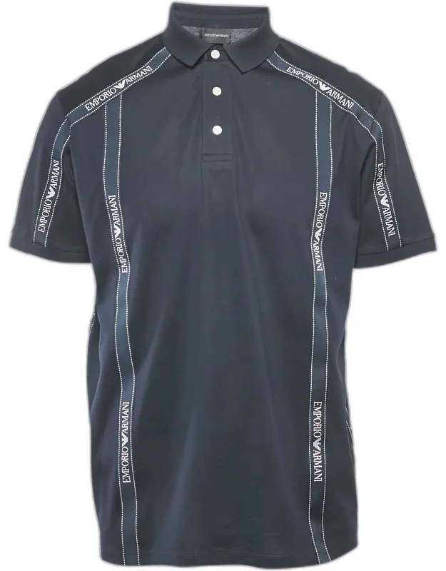 Cotton Logo Tape Trimmed Polo T-shirt