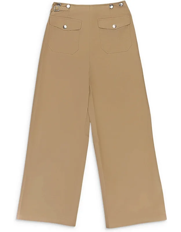 Snap Sand Wide-leg Pants