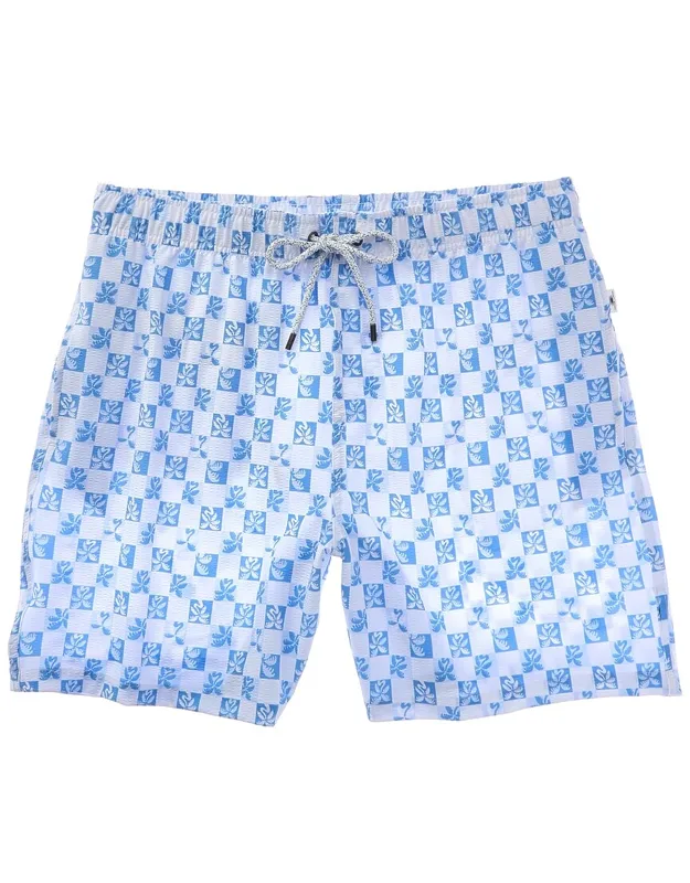 Seersucker Stretch Volley Swim Trunks