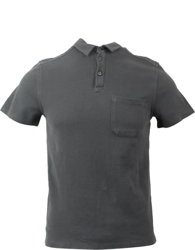 Dark Grey Cotton Short Sleeve Shirt Button Up Classic Collar