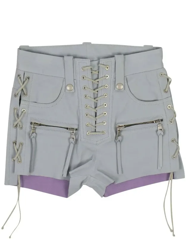 Light Leather Plonge Lace-up Shorts