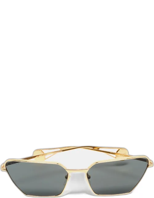 Gg0538s Rectangular Sunglasses With Gold Tone Temples And Interlocking G Accents