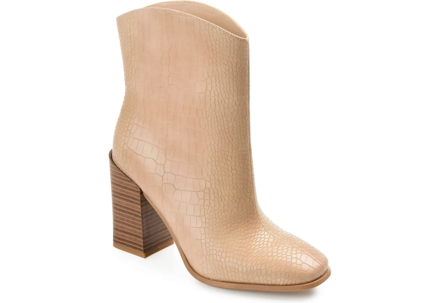 Journee Collection Brekinn Bootie With Croc Textured Vegan Leather And 4mm Tru Comfort Foam™ Insole
