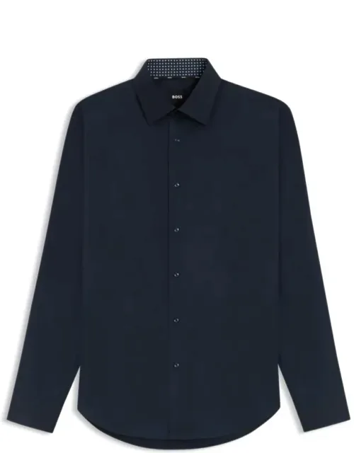 Regular-fit Shirt In Easy-iron Stretch-cotton Poplin, Comfort