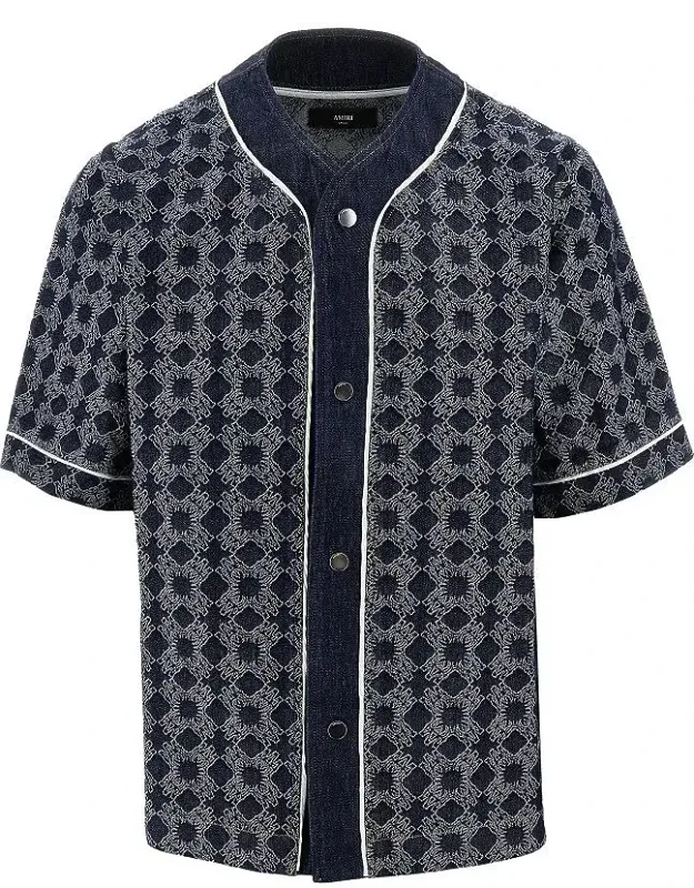 Quad Jacquard Denim Baseball Shirt