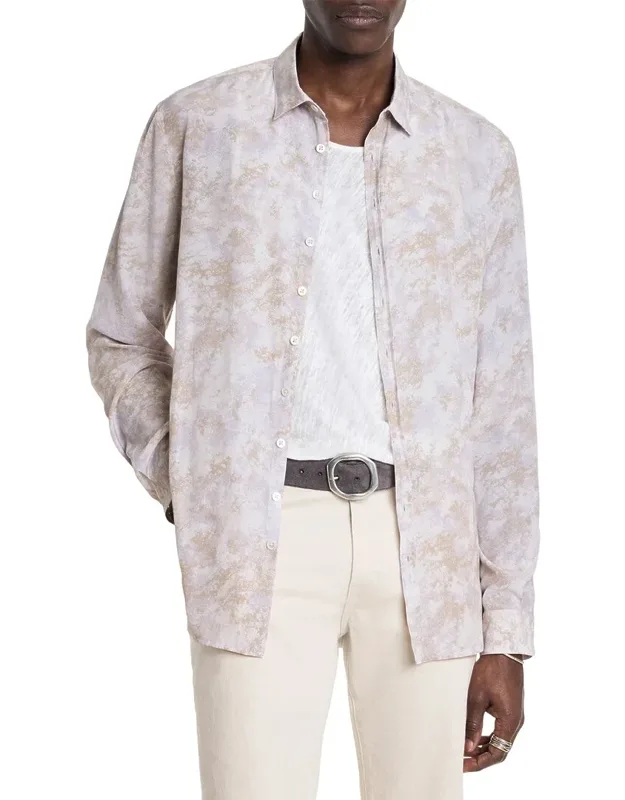 Button Slim Fit Shirt With Unique Splatter Tie Dye Pattern