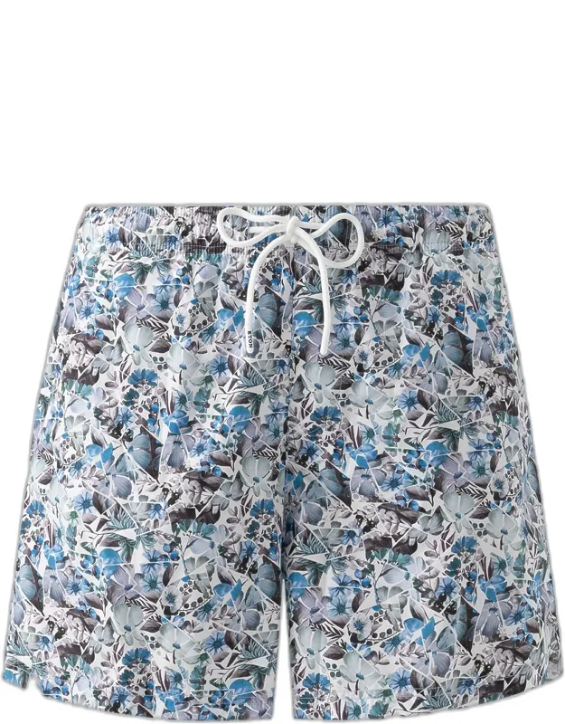 Geometric-floral Slim Swim Trunks