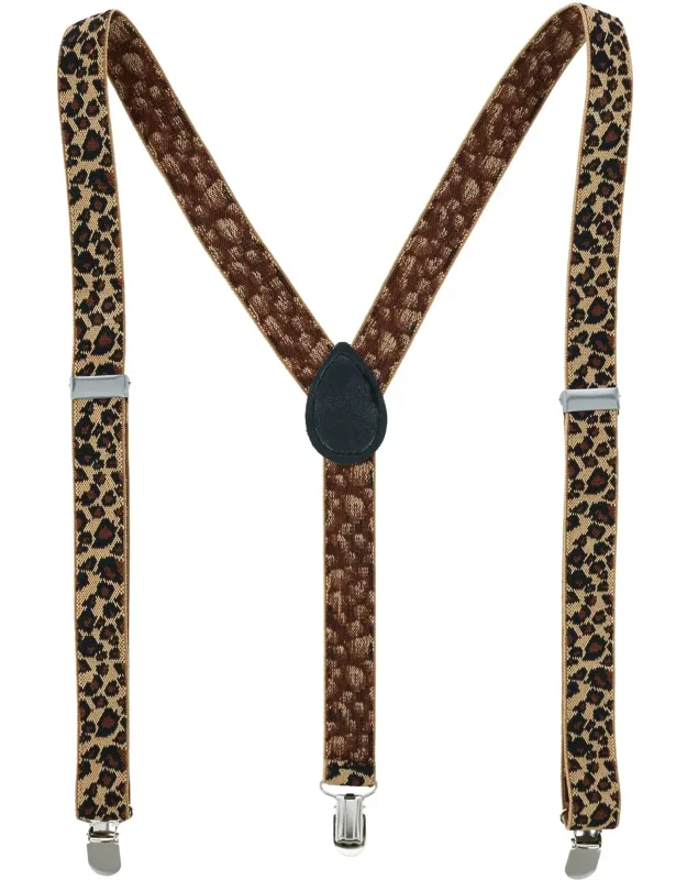 Leopard Print Clip-end Suspenders