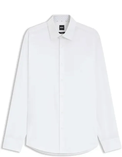 Regular-fit Shirt In Easy-iron Stretch-cotton Poplin, Comfort