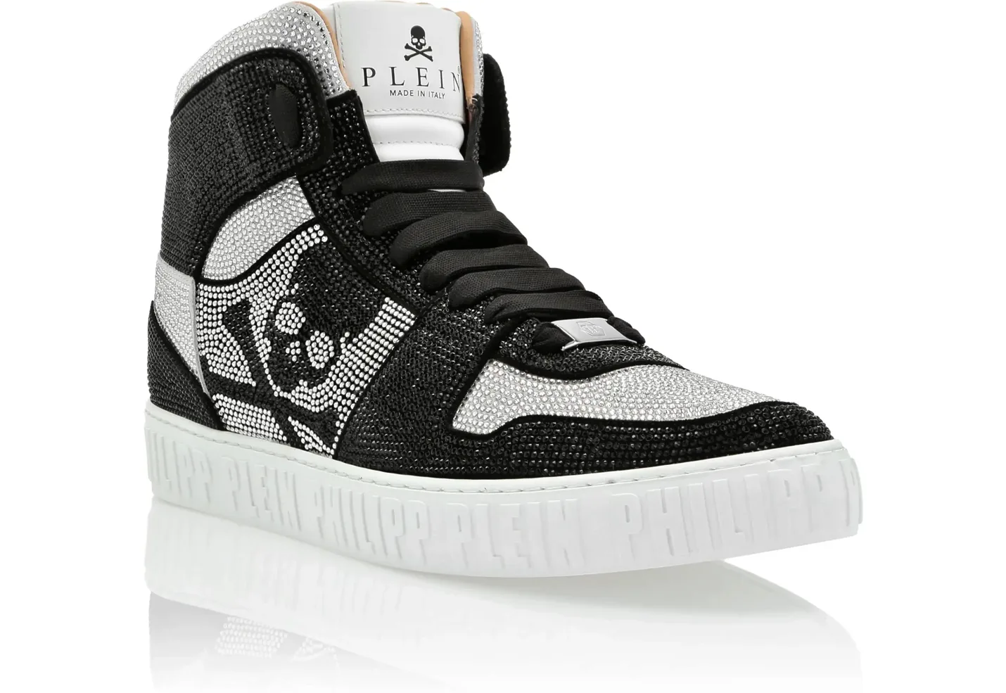 Strass Hi-top Sneakers With Rhinestones And Skull & Bones