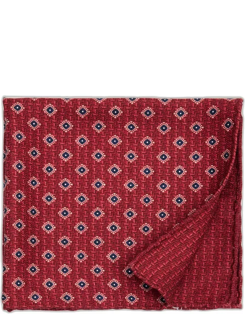 Medallion-print Silk Pocket Square