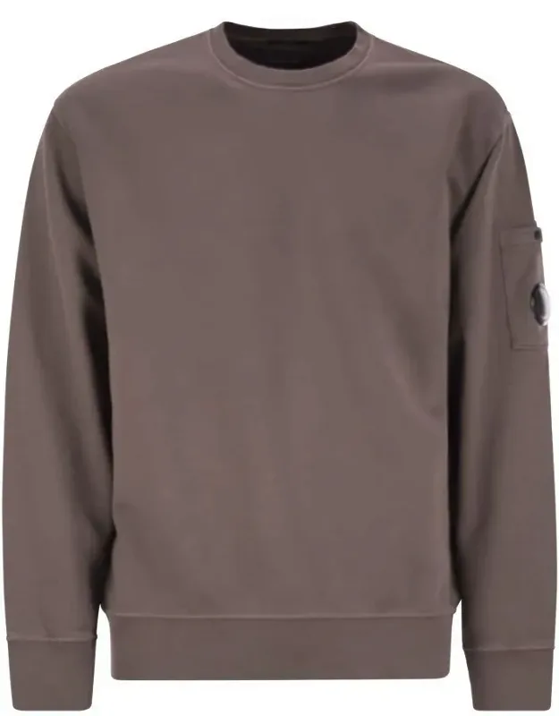 Fleece Crew-neck Sweatshirt With Diagonal Lenses