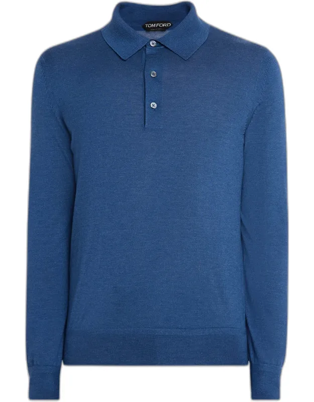 Cashmere And Silk Long-sleeve Polo Sweater